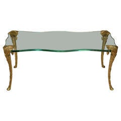 A Charles et Fie Gilt Bronze and Glass Low Table