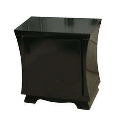 A Pair of Black Lacquer Bedside Cabinets, Romweber