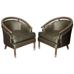 Pair of Romweber Limed Oak Club Chairs