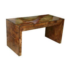 A Mid Century Modern Walnut Patchwork Veneered Desk A Mid Century Modern Walnut Patchwork Veneered Desk