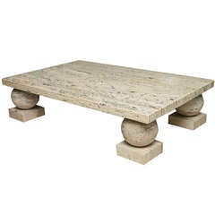 A Travertine Marble Low Table, Louis Sognot, France