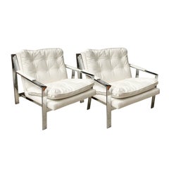 Pair of Cy Mann Polished Chrome Cube Chairs