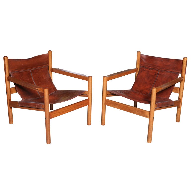 Pair of Danish Modern "Safari Chairs", Arne Norell