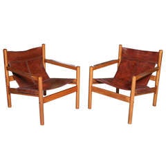 Pair of Danish Modern "Safari Chairs", Arne Norell