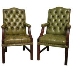 Set of Six George III Style Leather Covered Armchairs