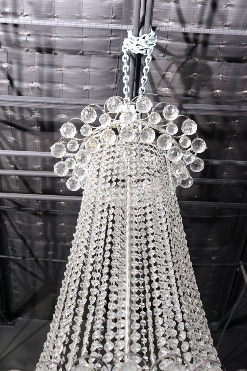 Late 20th Century Imposing Pair of Crystal and Chrome Chandeliers For Sale