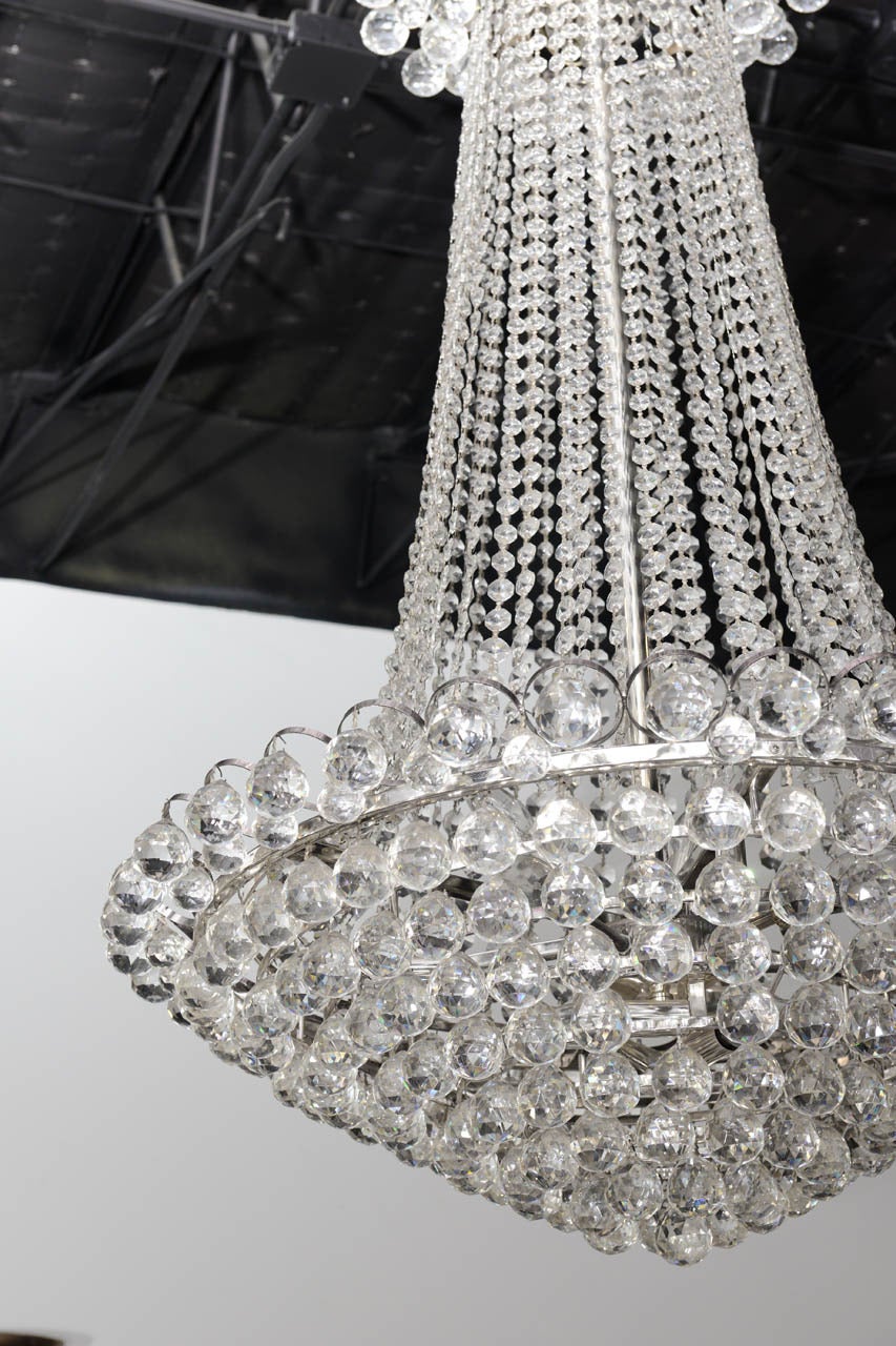 Imposing Pair of Crystal and Chrome Chandeliers For Sale 3