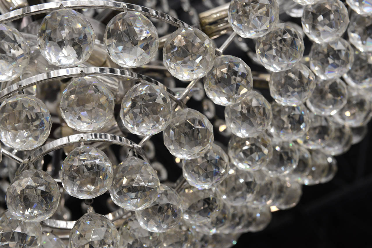 Imposing Pair of Crystal and Chrome Chandeliers For Sale 5
