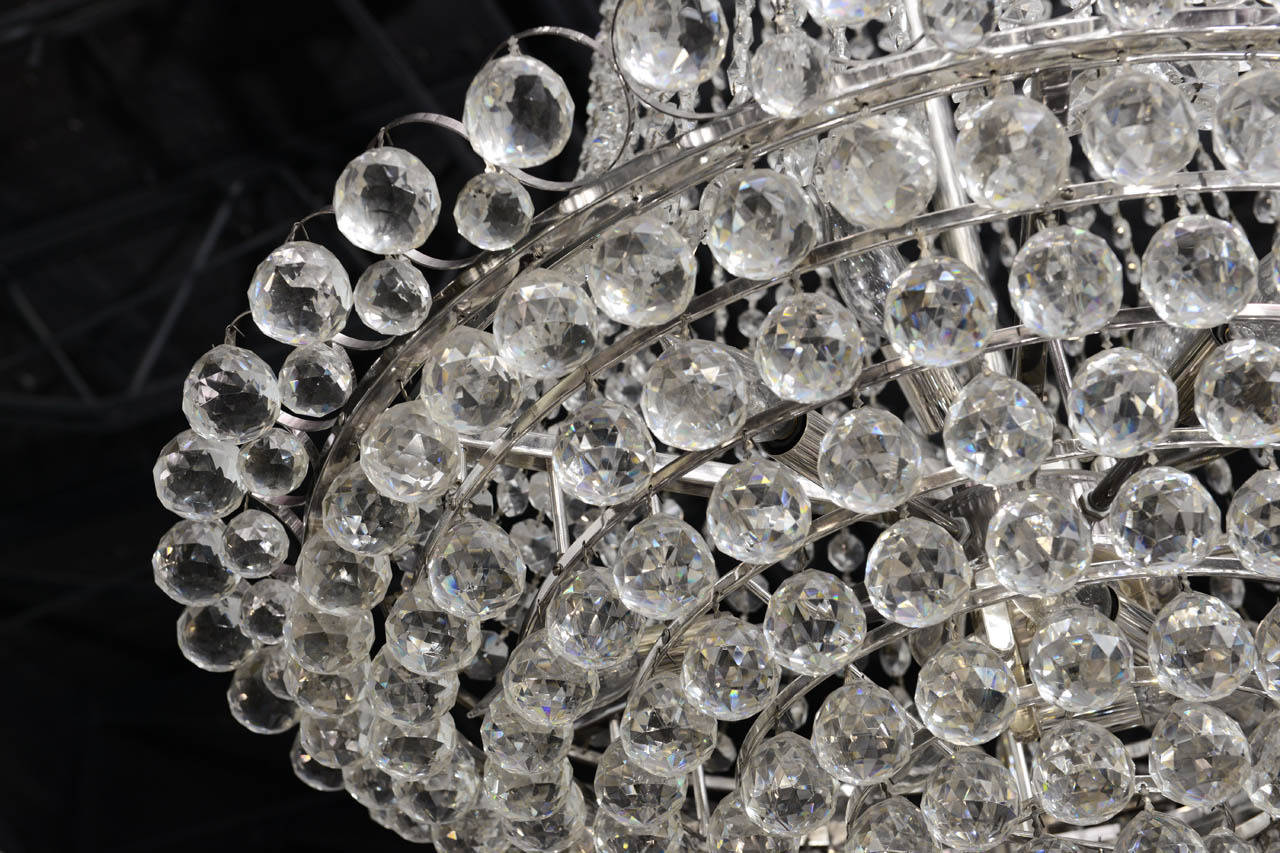 Imposing Pair of Crystal and Chrome Chandeliers For Sale 6