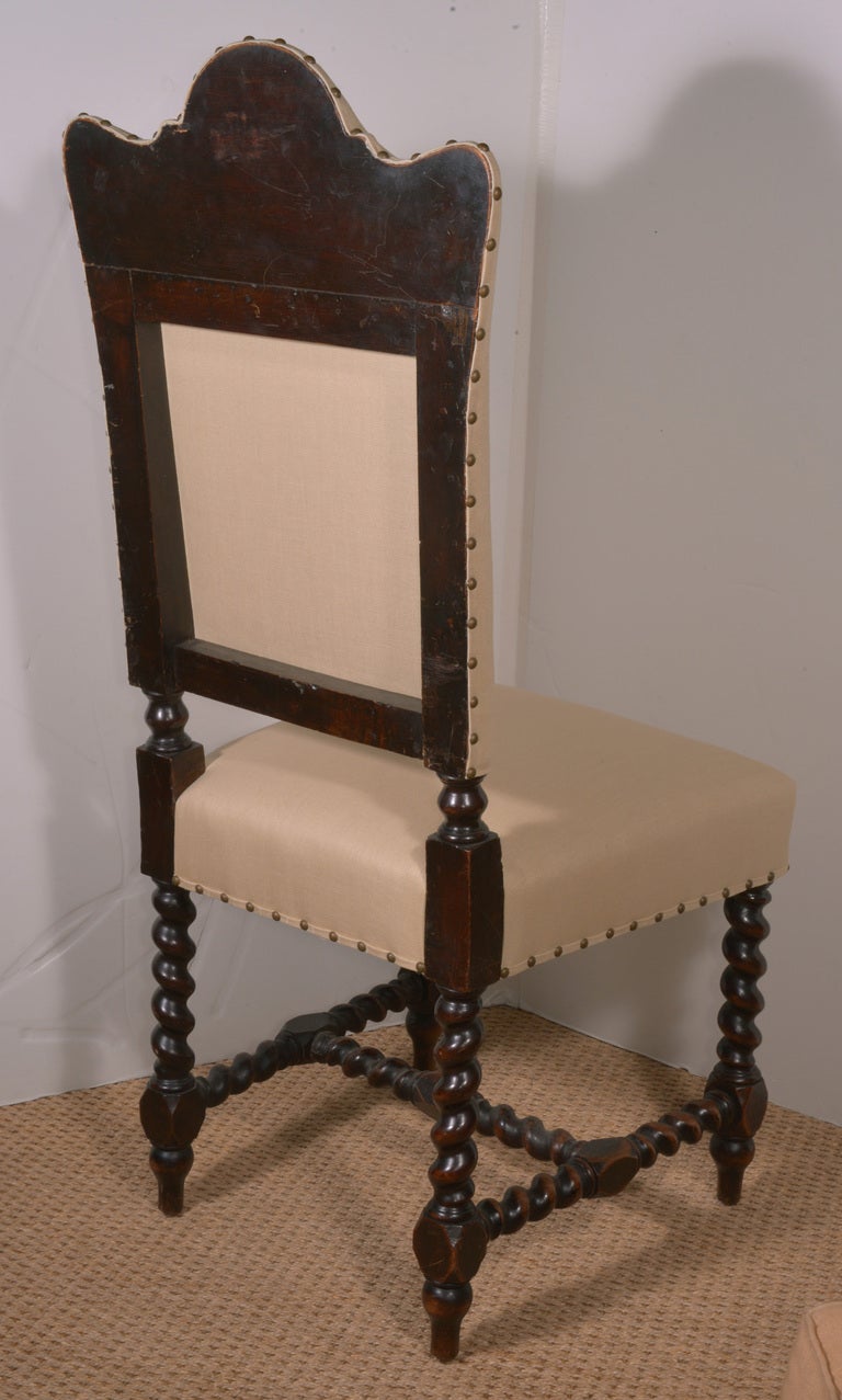 Walnut Set of 8 Tuscan Side Chairs For Sale