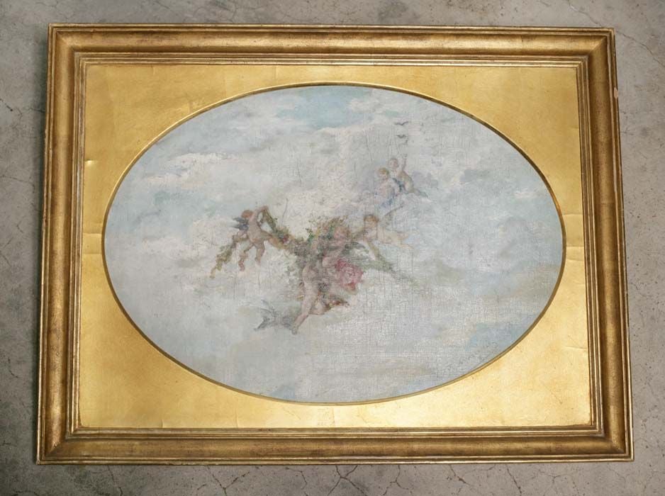 19th Century French Painting in Goldleaf Mat and Frame