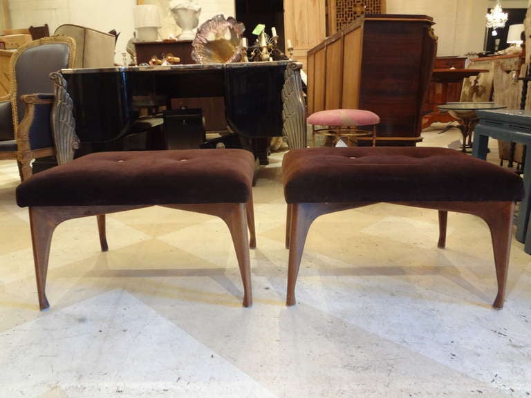 Great pair of sculptural Mid-Century Modern stools/benches.

Please click KIRBY ANTIQUES logo below to view additional pieces from our vast inventory.