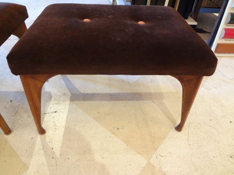 Pair of Mid-Century Modern Upholstered Stools 3