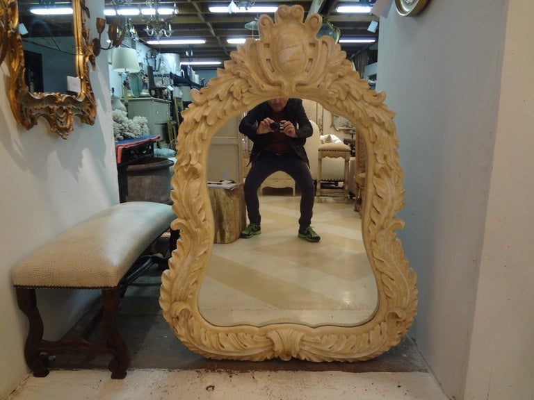 Beautifully Detailed Mid Century Patinated Plaster Mirror Inspired By Serge Roche/John Dickinson.

 