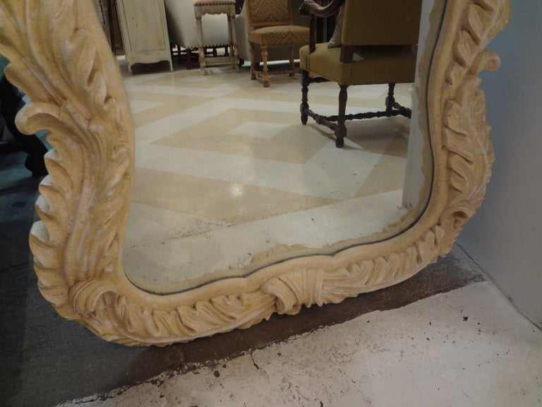 Hollywood Regency Serge Roche Inspired Plaster Shield Mirror 