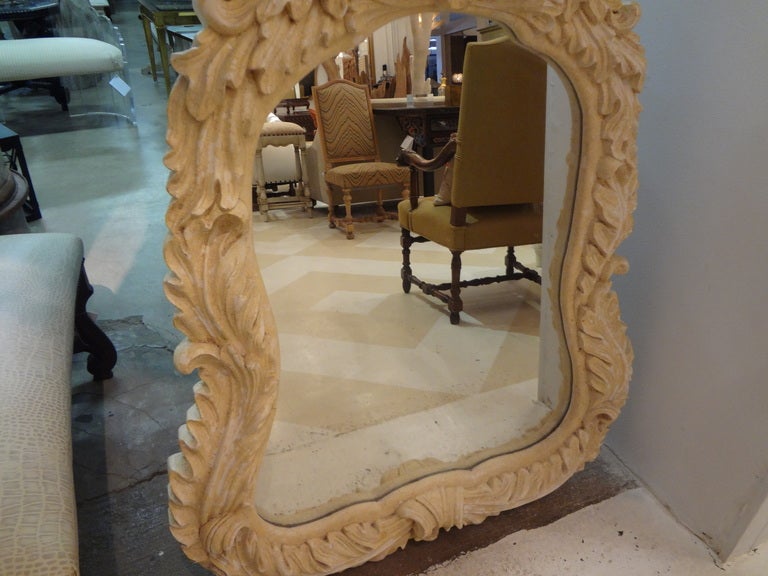 Mid-20th Century Serge Roche Inspired Plaster Shield Mirror 