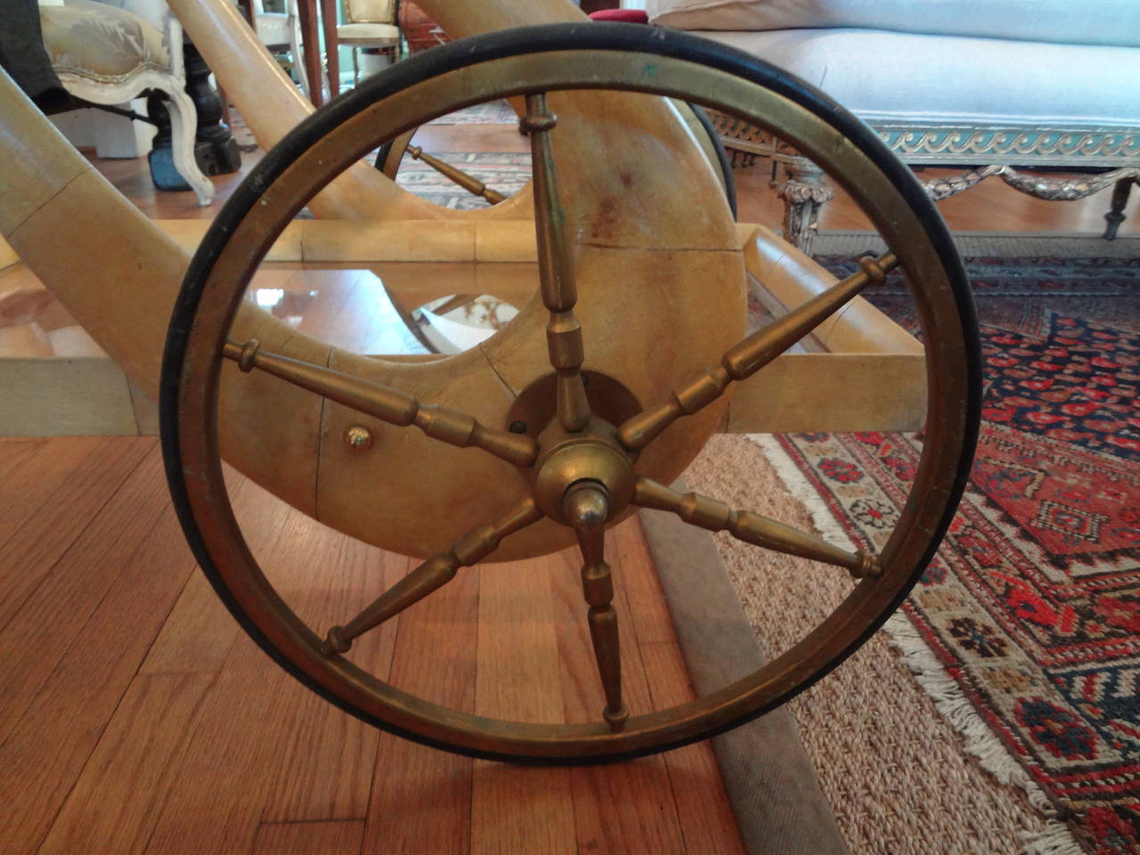 Italian Goatskin and Bronze Serving or Bar Cart by Aldo Tura In Excellent Condition In Houston, TX