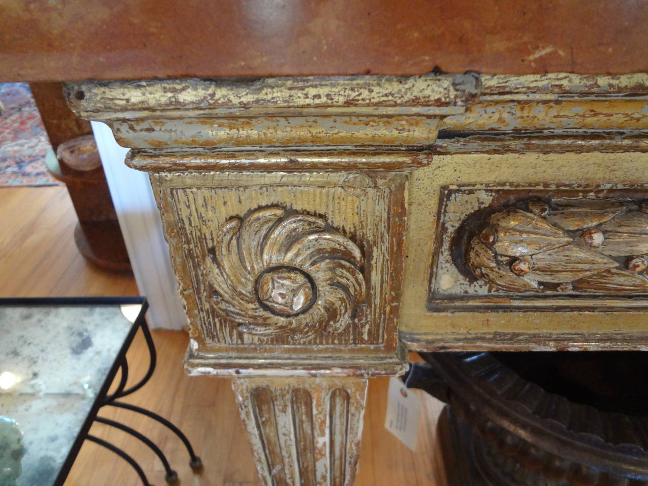 18th Century and Earlier 17th Century Italian Neoclassical Style Giltwood Console Table with Marble Top For Sale