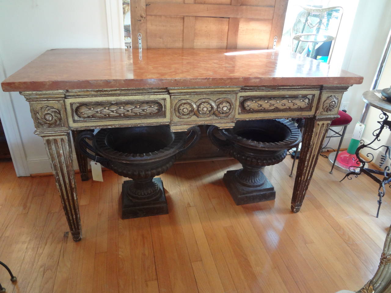 17th Century Italian Neoclassical Style Giltwood Console Table with Marble Top For Sale 6