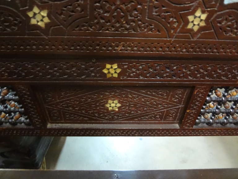 Islamic Antique Moroccan Moorish/Arabesque Style Bench Inlaid with Mother of Pearl