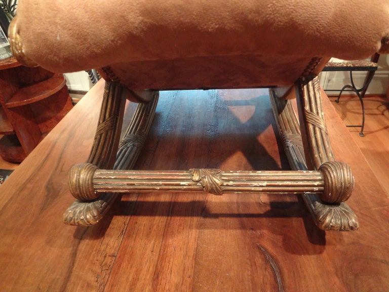 19th Century French Louis XVI Style Giltwood Footstool In Good Condition For Sale In Houston, TX