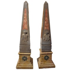 Pair of 19th Century Italian Neoclassical Style Marble Obelisks 6