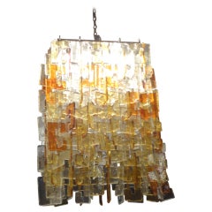 Large Murano Chandelier Of Multicolored Interlocking Glass By Mazzega 4