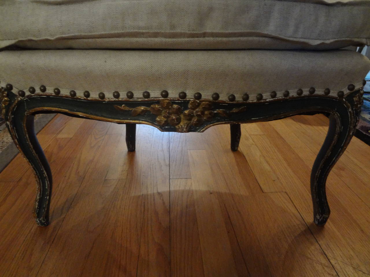 19th Century French Louis XV Style Petite Bergère In Good Condition In Houston, TX
