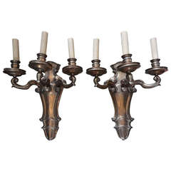 Massive Pair of French Louis XVI Style Bronze Sconces 10