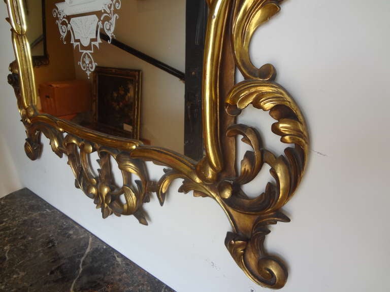 Italian Antique Venetian Gilt Wood Etched Mirror