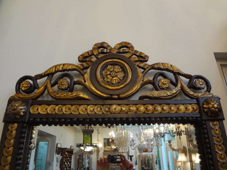 Baroque 19th Century Italian Ebonized and Giltwood Mirror