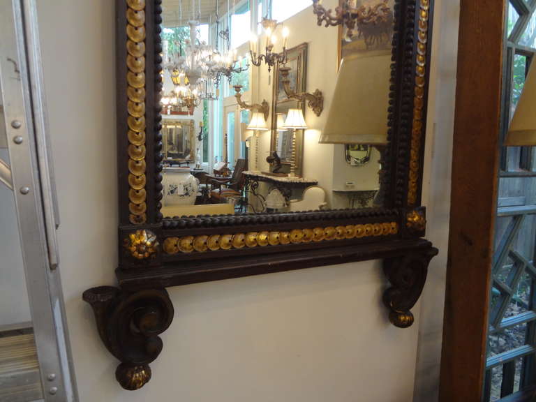 19th Century Italian Ebonized and Giltwood Mirror 2