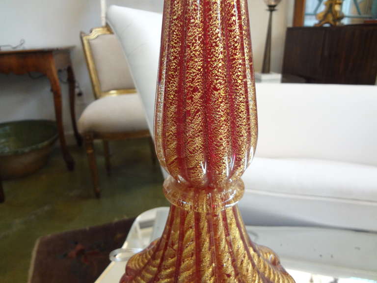 Hollywood Regency Mid-Century Murano Glass Lamp by Seguso
