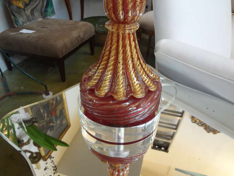 Italian Mid-Century Murano Glass Lamp by Seguso