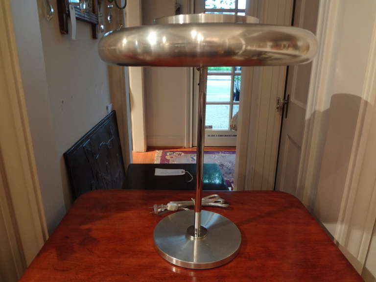 Wonderful designed French Mid Century Modern steel lamp, newly wired.