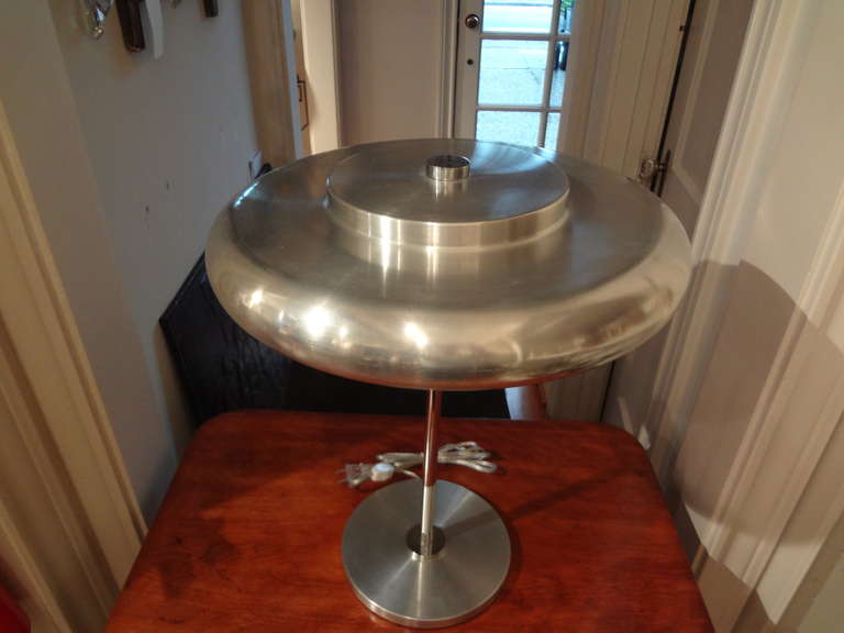 Mid-20th Century French Modernist Steel Lamp