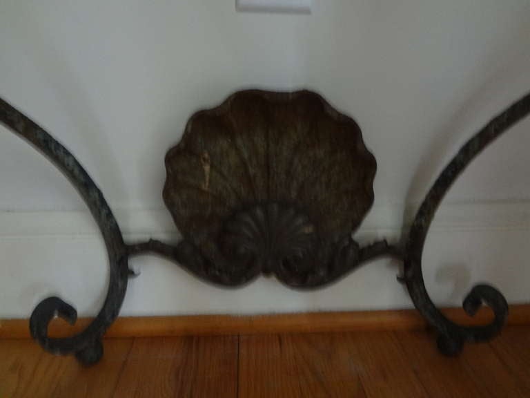 FRENCH REGENCE WROUGHT IRON CONSOLE WITH MARBLE TOP