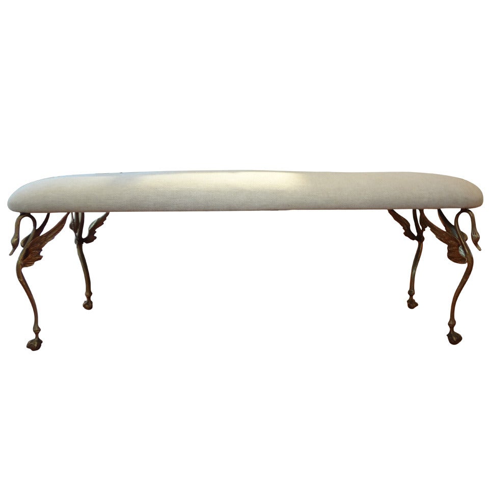 Glamorous Italian Mid-Century Bronze Bench
