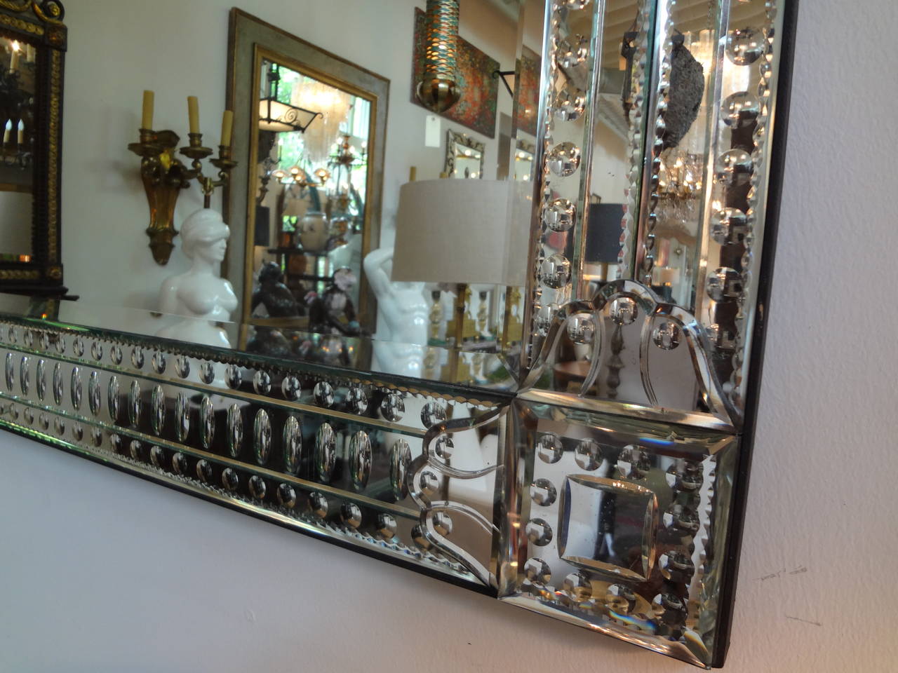 Grand Geometric Venetian Mirror In Excellent Condition In Houston, TX