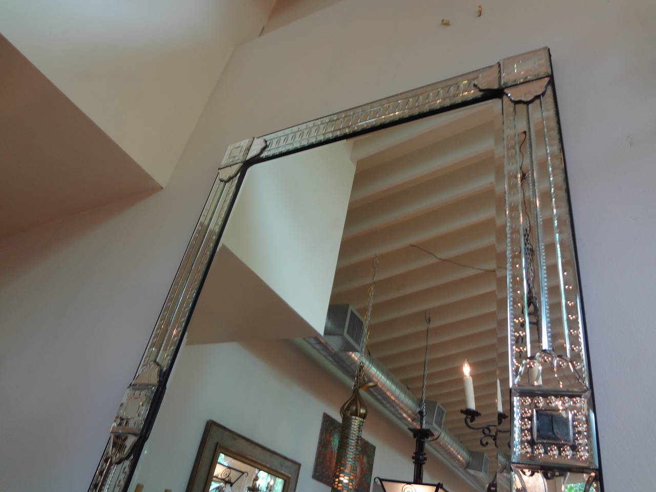 Late 20th Century Grand Geometric Venetian Mirror