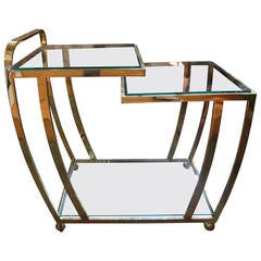 Used Italian Mid Century Modern Brass And Glass Bar Cart