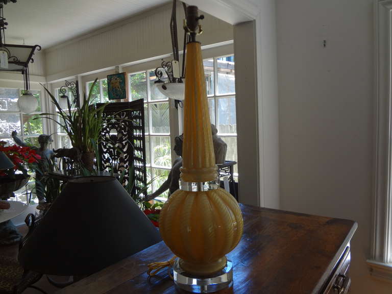 20th Century Large Gold Murano Glass Lamp by Barovier For Sale