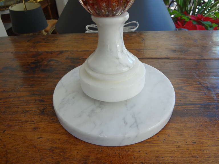 Hollywood Regency Italian Mid Century Murano Glass Cranberry Colored Lamp