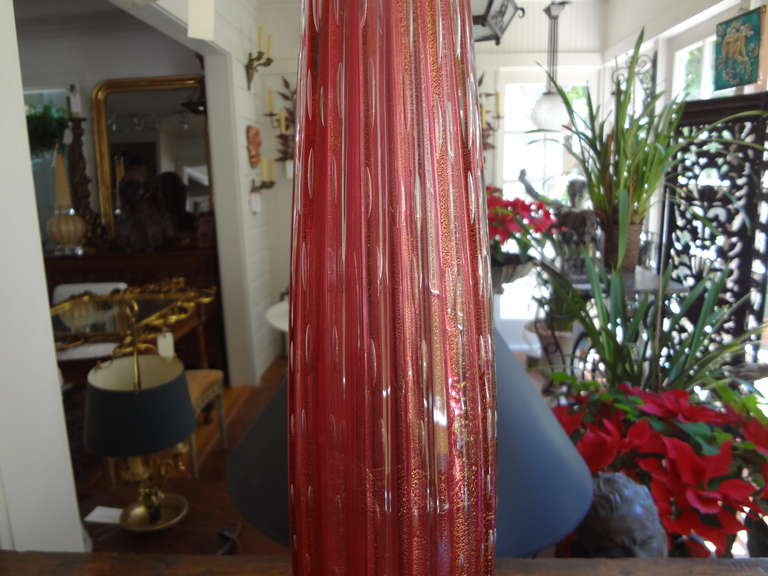Italian Mid Century Murano Glass Cranberry Colored Lamp In Good Condition In Houston, TX
