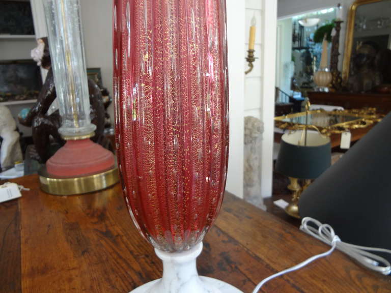 Italian Mid Century Murano Glass Cranberry Colored Lamp 1