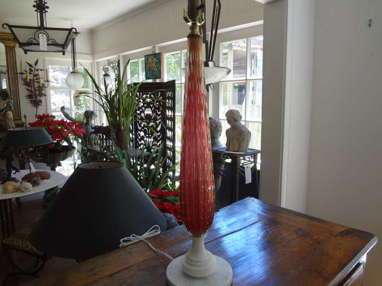 20th Century Italian Mid Century Murano Glass Cranberry Colored Lamp