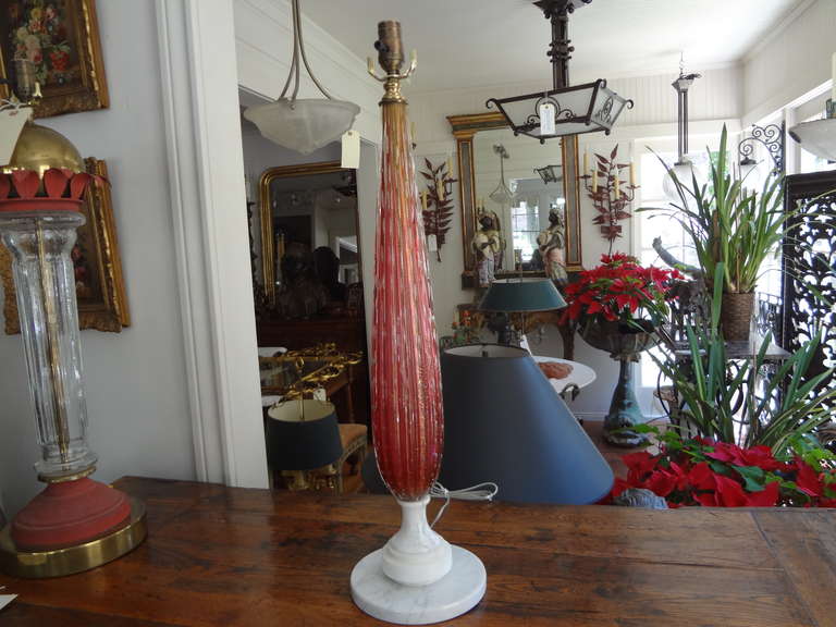 Italian Mid Century Murano Glass Cranberry Colored Lamp 2
