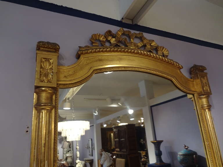 Large 19th Century French Louis XVI Style Gilt Wood Mirror  78