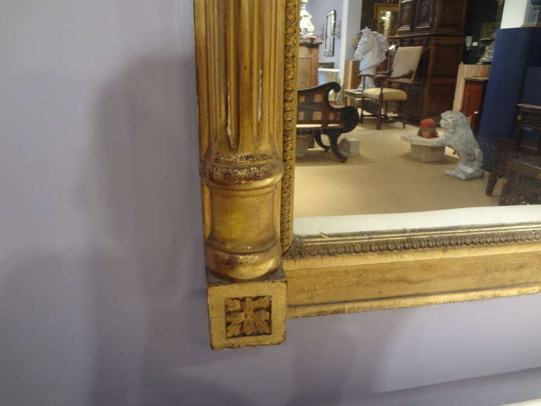 Giltwood Large 19th Century French Louis XVI Style Gilt Wood Mirror  78