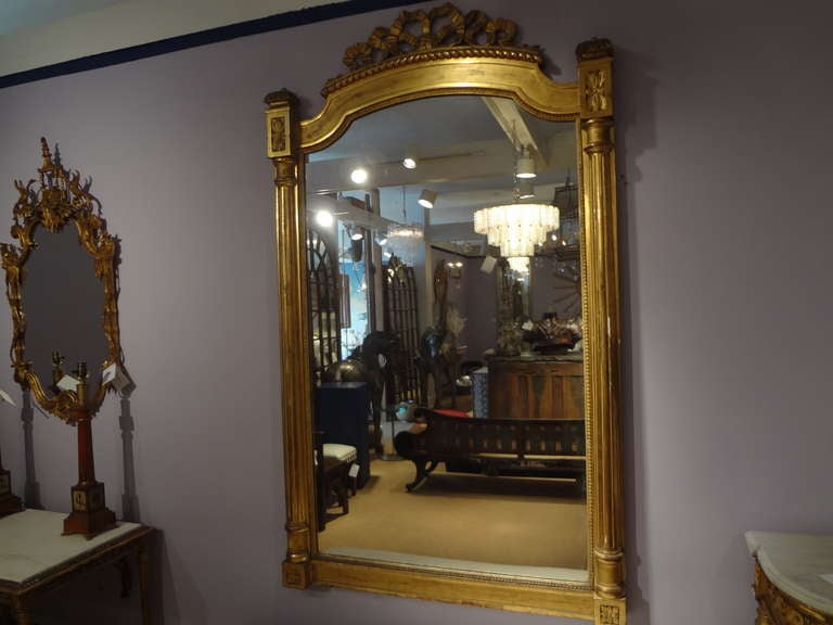 Large 19th Century French Louis XVI Style Gilt Wood Mirror  78